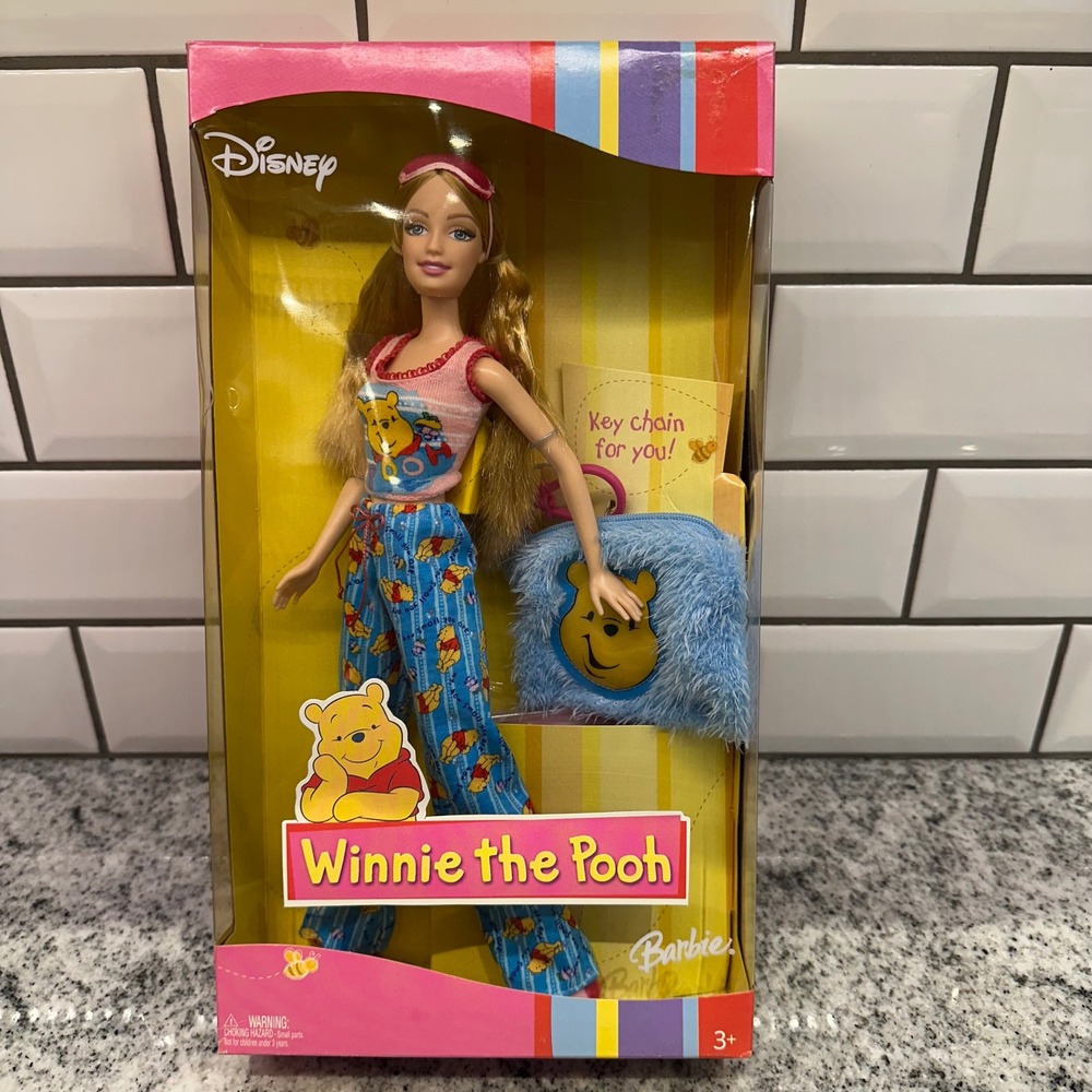 Mattel Barbie 12" Winnie the Pooh Pink Blue Pajamas Y2K Kidcore H6469 New In Box - Picture 9 of 10